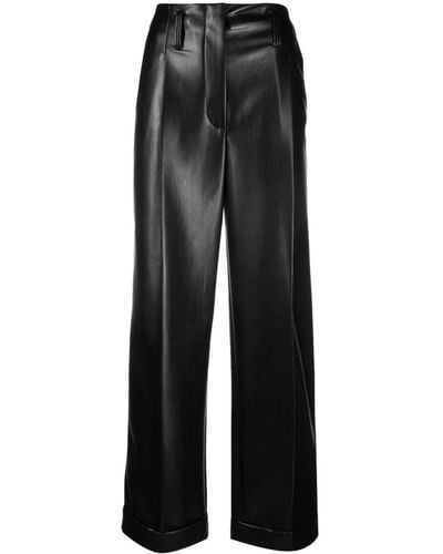 Philosophy Di Lorenzo Serafini Pantalon en cuir artificiel à coupe droite - Noir