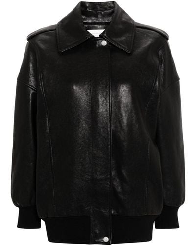 Alexander McQueen Leather Bomber Jacket - Black