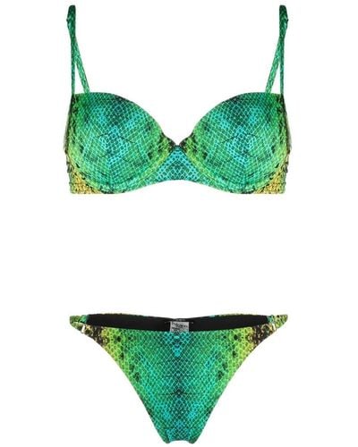 Noire Swimwear Bikini con motivo de piel de serpiente - Verde