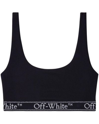 Off-White c/o Virgil Abloh Cropped Top Met Logoband - Zwart
