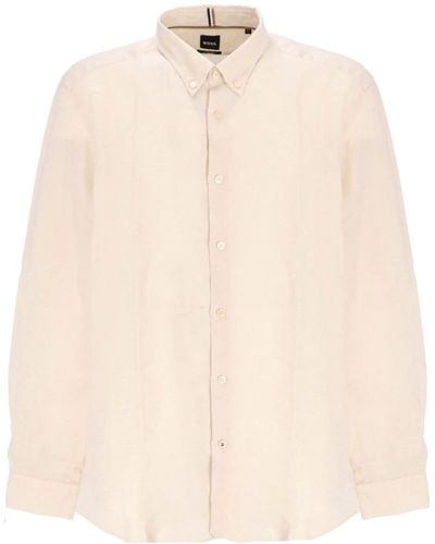 BOSS S-liam Plain Shirt - Natural