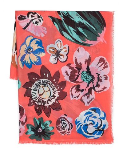 Bimba Y Lola Xl Floral-print Scarf - Red