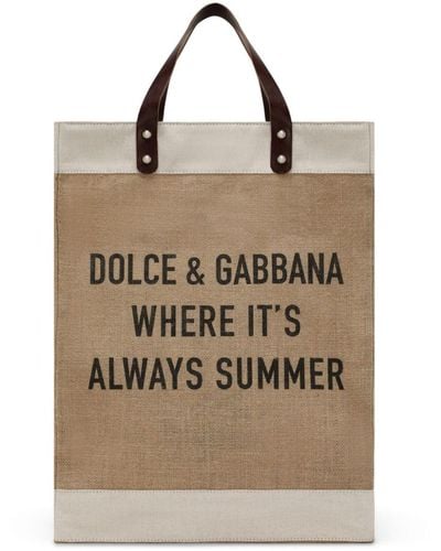 Dolce & Gabbana Shopper Met Logoprint - Naturel