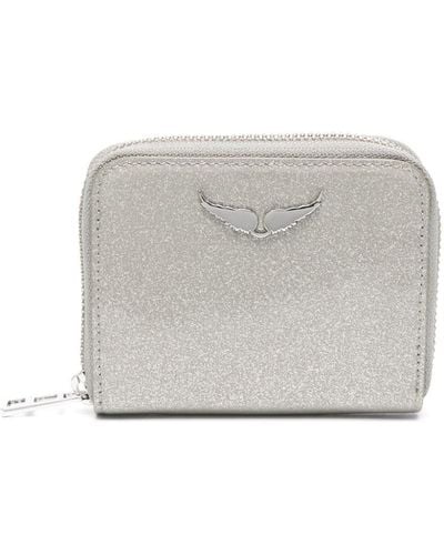 Zadig & Voltaire Mini Portemonnaie mit Glitter - Grau