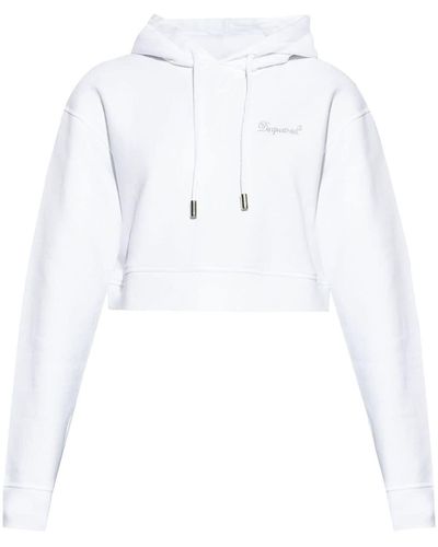 DSquared² Rhinestone-logo cropped hoodie - Weiß