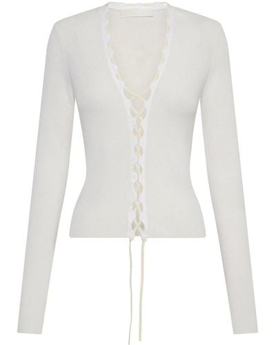 Dion Lee Bichrome Ribbed Lace-up Cardigan - White