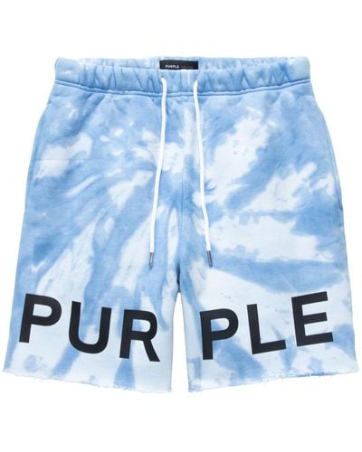 Purple Brand Logo-print Fleece Shorts - Blue