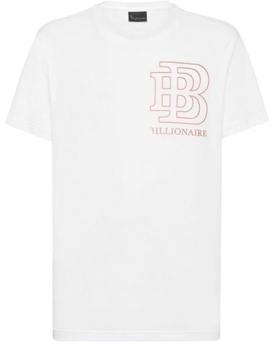 Billionaire T-Shirt mit Logo-Print - Weiß