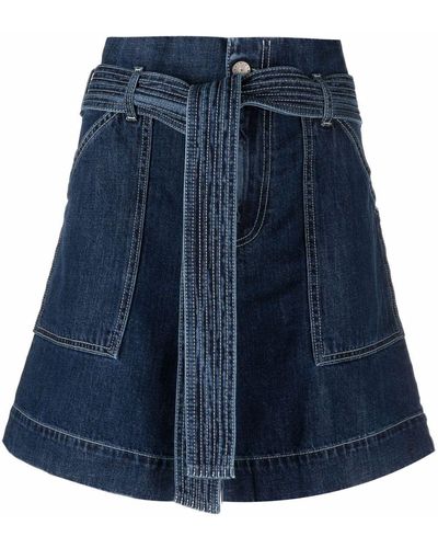 P.A.R.O.S.H. Short en jean à taille froncée - Bleu