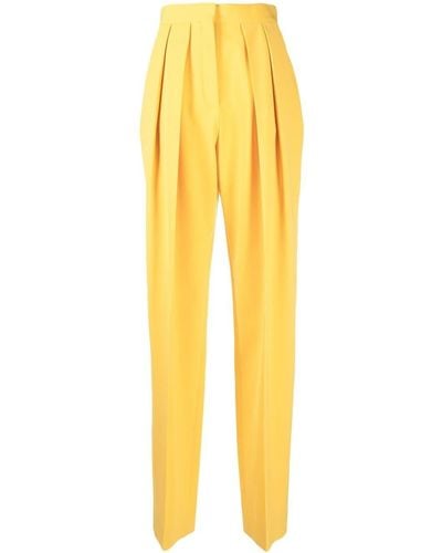 Stella McCartney Pantalones rectos con pinzas - Amarillo