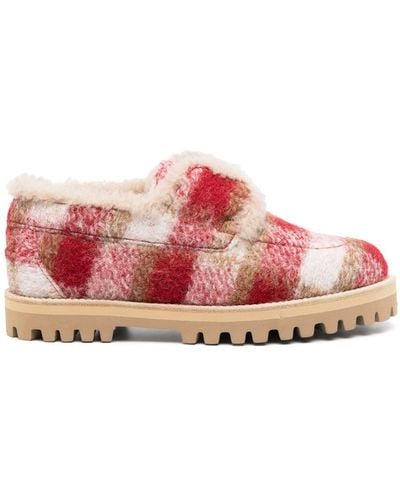 Le Silla Yacht Check-pattern Felted Loafers - Pink
