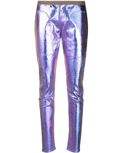 Rick Owens Iridescent-effect Skinny Pants - Blue