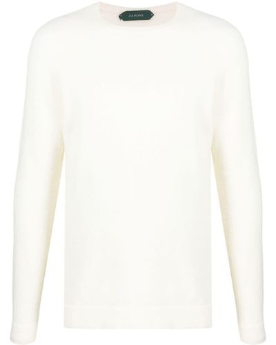 Zanone Fine-knit Raglan-sleeve Jumper - White