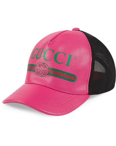Gucci Leather Fake Logo Cap - Pink