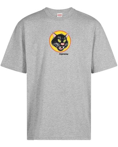 Supreme Black Cat Cotton T-shirt - Grey