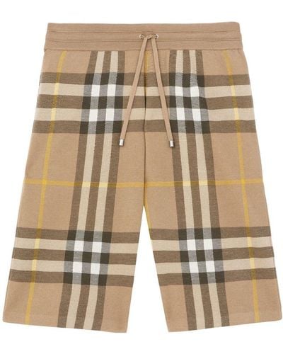 Burberry Silk-wool Check Shorts - Natural