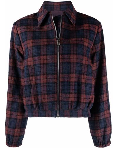 PS by Paul Smith Zip-up Checked Bomber Jacket - Red
