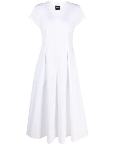 Aspesi Short-sleeve Pleated Midi Dress - White