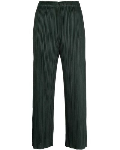 Pleats Please Issey Miyake Mc July Pleated Cropped Trousers - Green