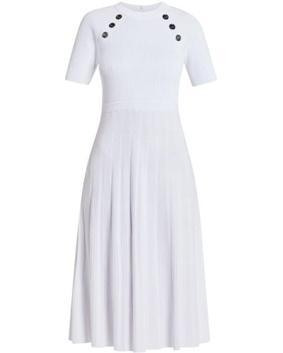 Michael Kors Stud-detail Fine-ribbed Midi Dress - White