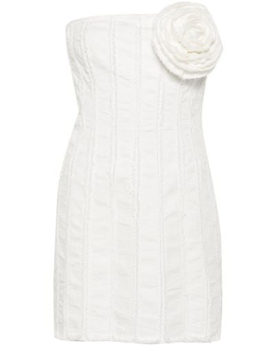 Blumarine Floral-appliqué Strapless Mini Dress - White