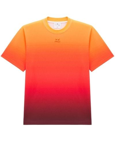 Courreges T-Shirt With Shaded Effect Embroidered Logo - Orange