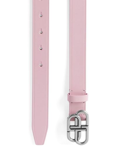 Balenciaga Bb Thin Leather Belt - Pink