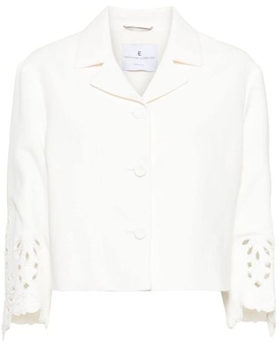 Ermanno Scervino Broderie Anglaise Cropped Jacket - White