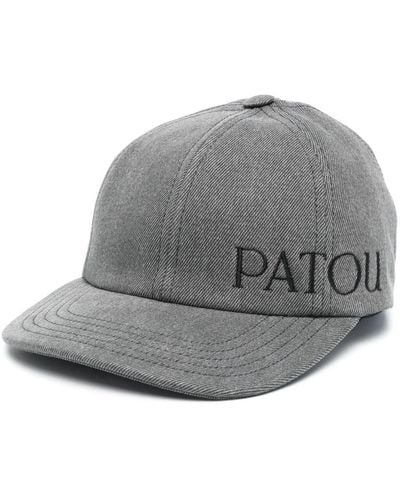 Patou Embroidered-logo Denim Cap - Grey