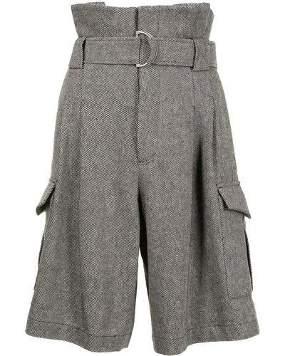 Goen.J Belted Paperbag-waist Bermuda Shorts - Gray