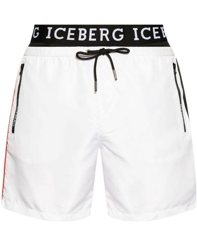 Iceberg Logo-waistband Swim Shorts - Black