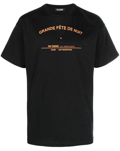 Raf Simons Slogan-print Crew-neck T-shirt - Black