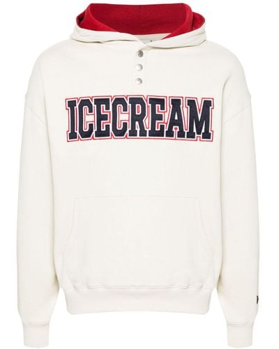 ICECREAM Logo-appliqué Cotton Hoodie - White