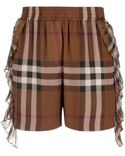 Burberry Check-print Silk Shorts - Brown