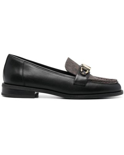 MICHAEL Michael Kors Teigan Logo-embellished Leather Loafers - Black