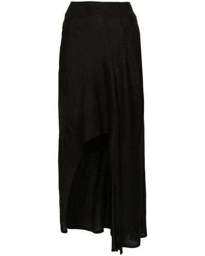 Yohji Yamamoto Pleat-detail asymmetric skirt - Schwarz