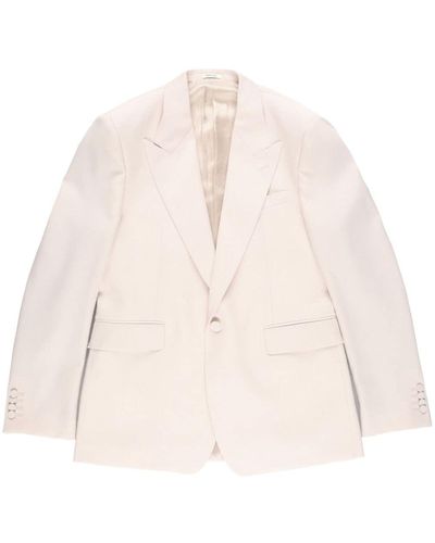 Alexander McQueen Blazer boutonné à revers pointus - Neutre