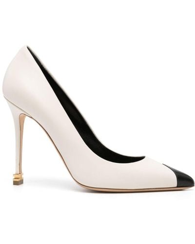 Elisabetta Franchi 105mm Metal-logo Leather Court Shoes - White