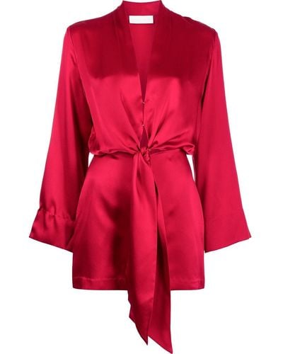 Michelle Mason Tie-front Silk Satin Minidress - Red
