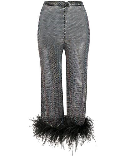 Santa Brands Pantalones capri con plumas de avestruz - Gris