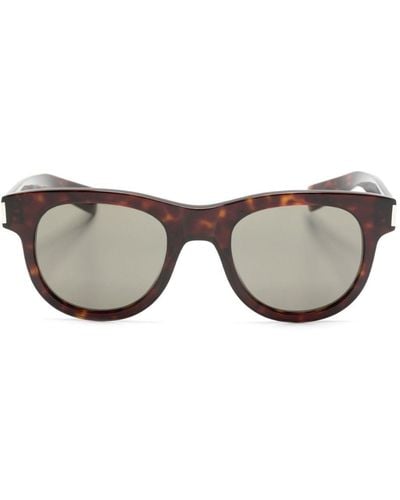 Saint Laurent Sl 571 Round-frame Sunglasses - Gray