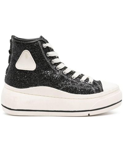 R13 Kurt Glittered Platform Sneakers - Black