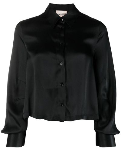 Semicouture Long-sleeve Satin Shirt - Black