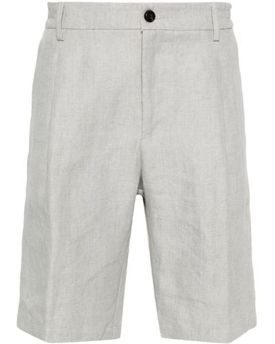 Eleventy Pleat-detail Linen Bermuda Shorts - Gray