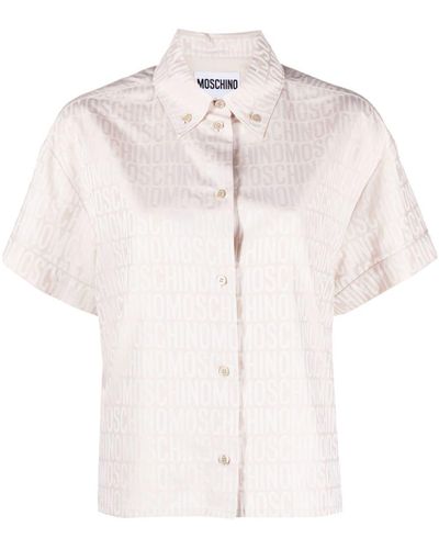 Moschino Logo-jacquard Short-sleeve Shirt - White