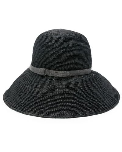 Brunello Cucinelli Sombrero de verano con aplique Monili - Negro