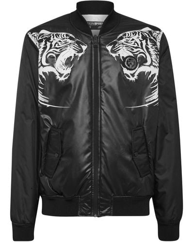 Philipp Plein Chaqueta bomber con parche del logo - Negro