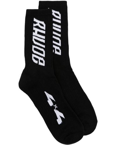 Rhude Logo-jacquard Ankle Socks - Black