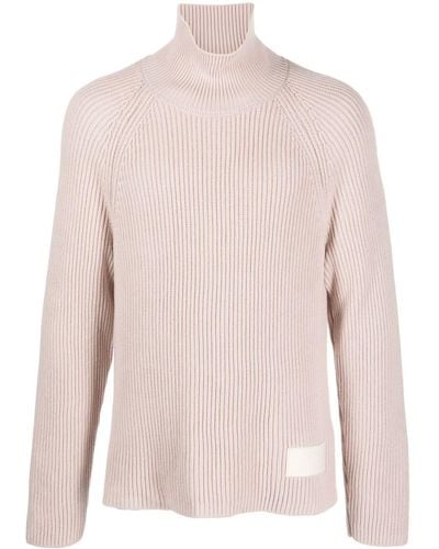 Ami Paris Gerippter Pullover mit Logo-Patch - Pink