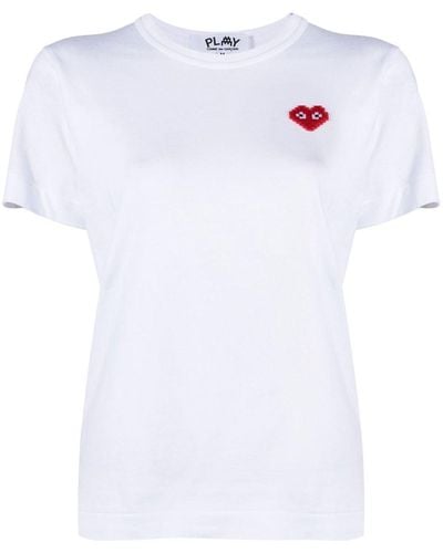 COMME DES GARÇONS PLAY Camiseta con logo bordado - Blanco